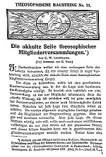 Die okkulte Seite theosophischer Mitgliederversammlungen