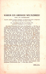 Warum ein grosser Weltlehrer?
